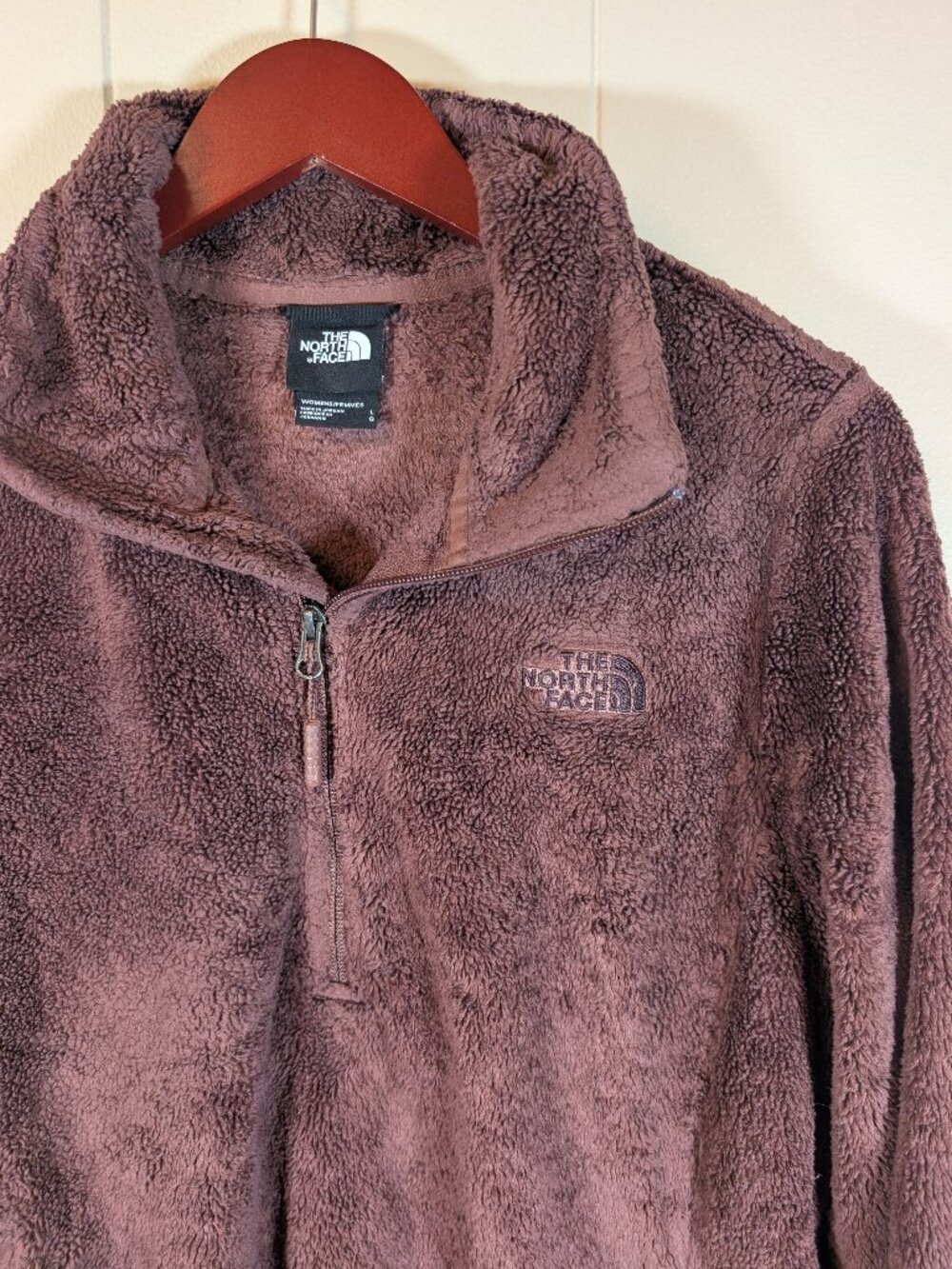 THE NORTH FACE Osito Fleece Women's L Brown Teddy 1/4 Zip Pullover FA21